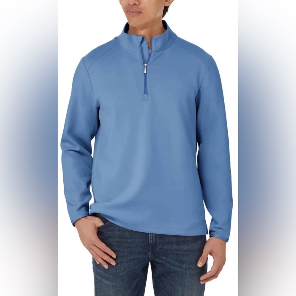 NWT Kirkland Signature Men’s Blue Half Zip Pullover Sweatshirt Size S